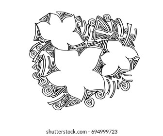 Leave hand drawing illustration. Decorative style