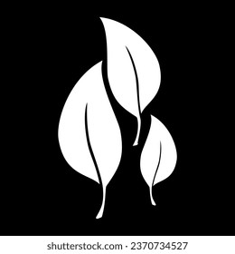 leave icon isolated on black background , simple illustration, line art