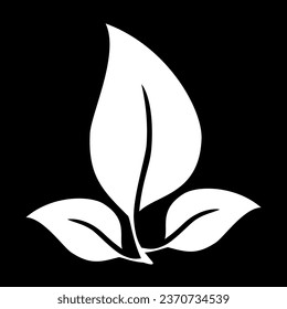 leave icon isolated on black background , simple illustration, line art