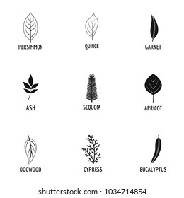 Leave icons set. Simple set of 9 leave vector icons for web isolated on white background
