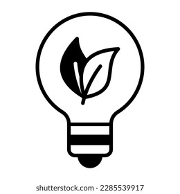 Hinterlassen Sie die Glühbirne, die die Vektorgrafik der Öko-Idee im trendigen Stil zeigt, Symbol für nachhaltige ökologische Energie, kreative Lampe, leicht zu bedienen Vektorgrafik