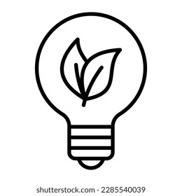 Leave inside bulb showing vector of eco idea in trendy style, sustainable ecological energy icon, creative lamp easy to use vector