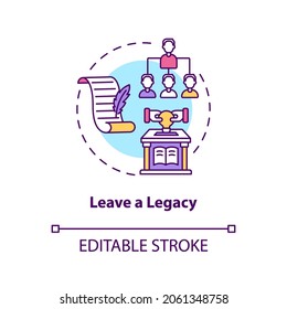 Leave a legacy concept icon. Successful leader. Positive impact and influence. Company succession idea thin line illustration. Vector isolated outline RGB color drawing. Editable stroke
