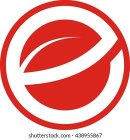 leave letter e in circle logo design