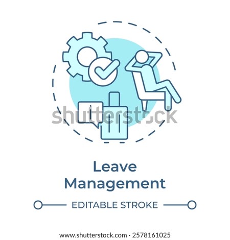 Leave management soft blue concept icon. Handling employee requests administration. Operational HR purpose. Round shape line illustration. Abstract idea. Graphic design. Easy to use in presentation