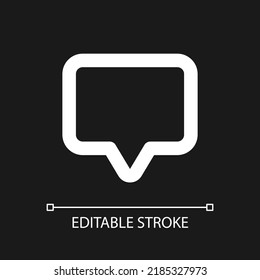 Leave note pixel perfect white linear ui icon for dark theme. Social media notification. Message. Vector line pictogram. Isolated user interface symbol for night mode. Editable stroke. Arial font used