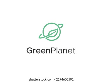 leave and planet logo design template 