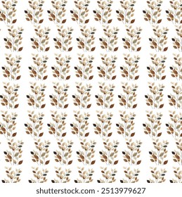 Leave stamp seamless pattern. Watercolor leaves seamless vector pattern