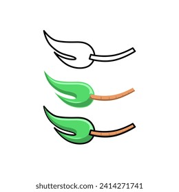 leave and trunk of tree in the form of broom. in three design options