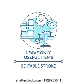 Leave useful items in wardrobe concept icon. Clutter things in house idea thin line illustration. Weigh decision about using things. Vector isolated outline RGB color drawing. Editable stroke
