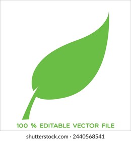 Leave. Vector green spring stylized leaf silhouette. Season tree leaf isolated on white background. Eco sign, nature label. Decorative element for medical, ecological brands.