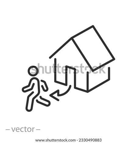leave your home icon, leaving family, moving from home, migrant or refugee, thin line symbol - editable stroke vector illustration