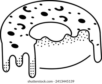 leavened fried dough with Melting Jam isometric concept, Ring Shaped Glazed doughnut Hand drawn vector, Bakery and Baker drawings, Culinary and Kitchen sign, Culinary Doodle stock illustration