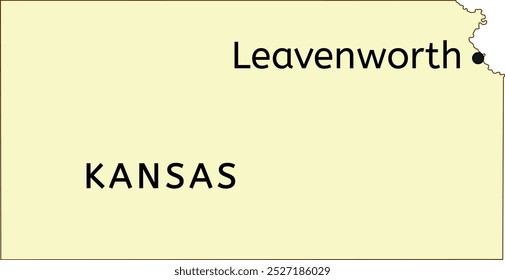 Leavenworth city location on Kansas state map