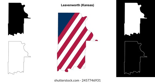 Leavenworth County (Kansas) outline map set