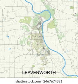 Leavenworth, Kansas, United States map poster art