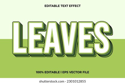 Leaves 3d text effect and editable text, template 3d style use for trendy tittle