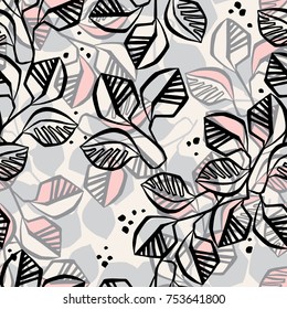 Leaves abstract seamless pattern