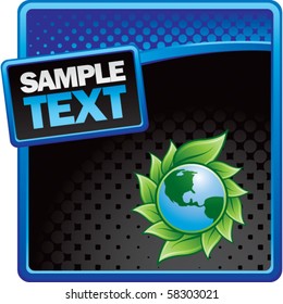 leaves around earth blue and black halftone banner