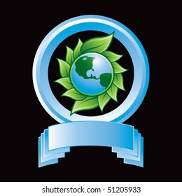 leaves around earth blue round display