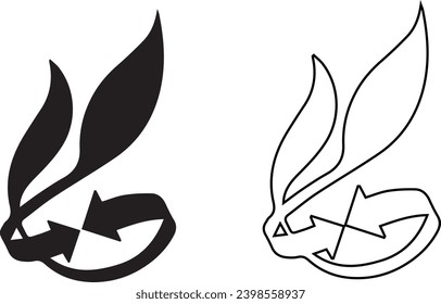 Icono de hojas y flechas en el diseño de vectores y símbolos 