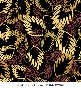 Leaves Autum Pattern. Silhouettes Leaves. For fashion fabric textiles. All over print and vector design. Ready to color and print 
