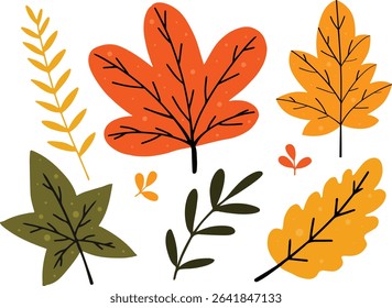 Leaves Autumn Clipart Vector Set of Autumn Leaves and Leaves Cartoon