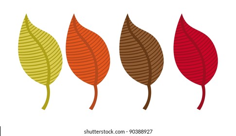 leaves autumn isolated over white background. vector