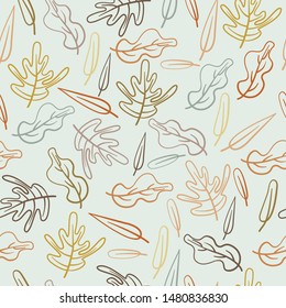 Leaves autumn leaf abstract hand drawn seamless pattern 