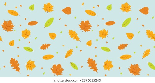 leaves autumn pattern end of the year light blue