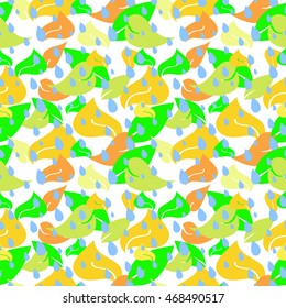 leaves. Autumn. textiles. Seamless pattern. Rain