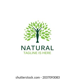 hojas para el despertar Empoderamiento Wellness Relación de la mujer con el diseño del logotipo de la naturaleza