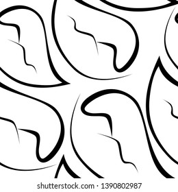 Leaves background. Abstract pattern black silhouettes of leaves on transparent background. Seamless vector wallpaper.