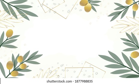 Leaves background with golden elements