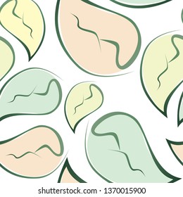 leaves background, multicolor leafs doodle, seamless vector pattern without background