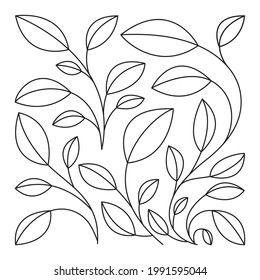 Leaves background. Outline floral pattern. Part of set. 