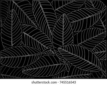 Leaves Background pattern.- Illustration Springtime Leaf Vector, Textured, wallpaper,black background