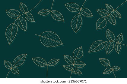 Deja un patrón de fondo lujoso líneas de oro de hoja tropical abstracto
