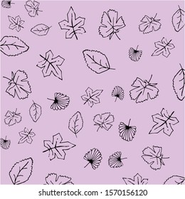 Leaves background texture with hand drawn, Autumn -Vector.
