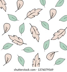 Leaves background texture with hand drawn,Autumn - Vector.