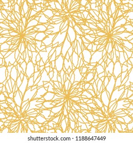 Leaves background vector. Hand drawn leaves shapes. Seamless abstract pattern.