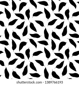 Leaves background. Vector seamless pattern with hand drawn leaves outlines. Simple shapes on white background.