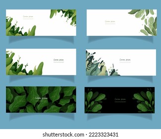 leaves bakground design vector for ecology 
set bundle nature leaves background