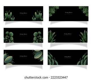 leaves bakground design vector for ecology 
set bundle nature leaves background