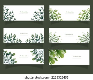 leaves bakground design vector for ecology 
set bundle nature leaves background