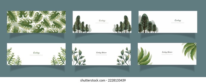 leaves bakground design vector for ecology 
set bundle nature leaves background