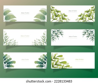 leaves bakground design vector for ecology 
set bundle nature leaves background