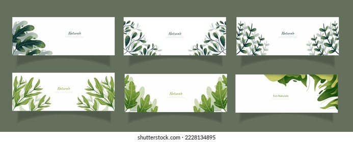 leaves bakground design vector for ecology 
set bundle nature leaves background