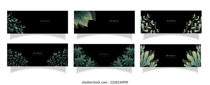 leaves bakground design vector for ecology 
set bundle nature leaves background