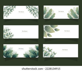 leaves bakground design vector for ecology 
set bundle nature leaves background
